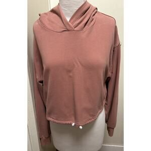 NIA Women's Dusty Pink Rose Cropped Hoodie Pullover - Size Small